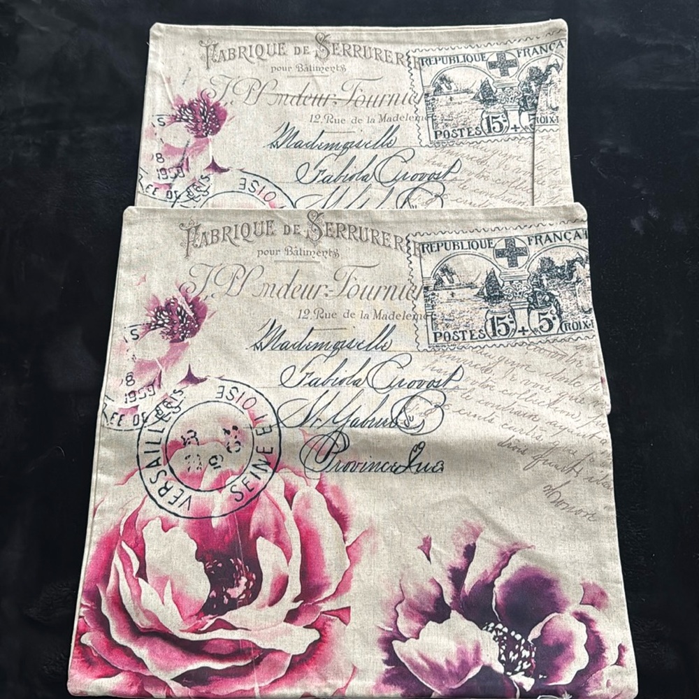 Pair of Parisian theme linen blend cushion covers NWOT